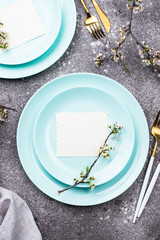 Poster - Spring table setting with blooming branch