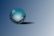 3D Blue Glass Ball With Shaded Background Wallpaper