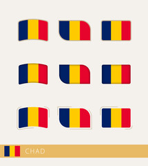 Sticker - Vector flags of Chad, collection of Chad flags.