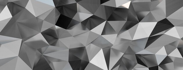 Fototapete - Close up detail of abstract modern metallic triangular wall pattern. Silver triangle geometric art wallpaper.