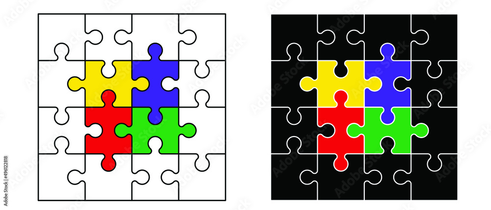 Vetor Cartoon autism ribbon. Vector world awareness day. Jigsaw line ...