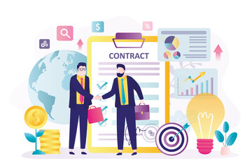 Wall Mural - Two businessmen making contract. Concept of partnership and companies collaboration