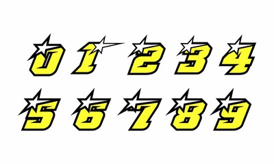 racing number logo design with stars
