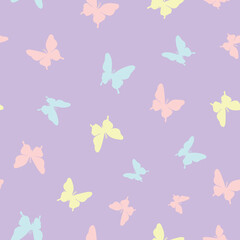 Poster - Vector butterfly seamless repeat pattern design background. Cute butterfly silhouette design