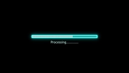 Loading Icon Animation. Loading bar downloading bar loading screen pixelated progress animation Loading Transfer Download 0-100% in black background.
