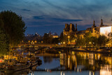 Fototapeta Nowy Jork - Paris Famous Buildings and Touristic Center at Twilight Sunset With Clouds