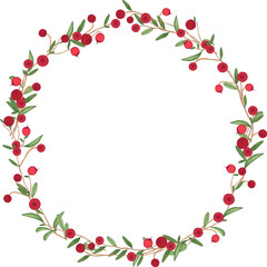 Cranberry Sprigs Round Background Wreath or Frame