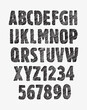 Bold lettering font. Hatching style. Detailed vector alphabet