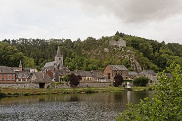 Wall Mural - Town of Bouvigne sur Meuse in between forests and river. Dinant, Belgium