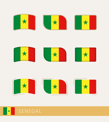 Sticker - Vector flags of Senegal, collection of Senegal flags.