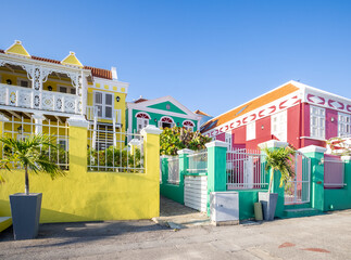 Colonial architecture with colorful facades in Willemstad, Curacao