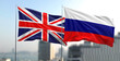 Flagi narododowe Rosji i Wielkiej Brytanii