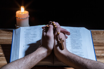 Wall Mural - Holy Bible open in prayer chapel.