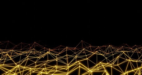 yellow lines and dots connect technology and science style. 3d rendering.