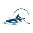 Vector logo illustration of a rower on the river