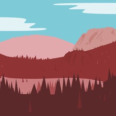 Beautiful mountain scenery vector illustration