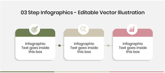 Poster - 3 Steps Infographics Design Template - Graph, Pie chart, workflow layout, squire diagram, brochure, report, presentation, web design. Editable Vector illustration