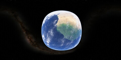 Wall Mural - 360 degree environment map of an orbital view of the earth in a height of 1000 km above guinea bissa