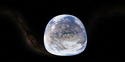 Wall Mural - 360 degree environment map of an orbital view of the earth in a height of 1000 km above ile alatau n