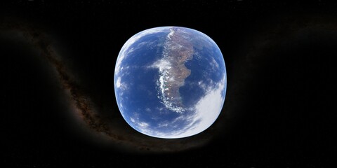 Wall Mural - 360 degree environment map of an orbital view of the earth in a height of 1000 km above bernando q'h