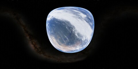 Wall Mural - 360 degree environment map of an orbital view of the earth in a height of 1000 km above lake baikal.