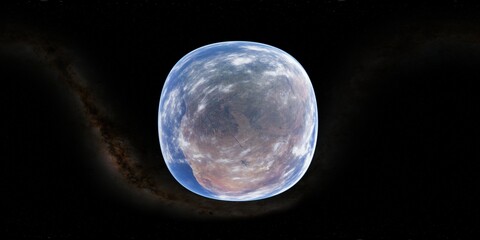 Wall Mural - 360 degree environment map of an orbital view of the earth in a height of 1000 km above cameia natio