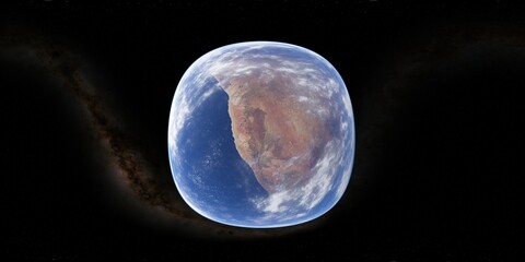 Wall Mural - 360 degree environment map of an orbital view of the earth in a height of 1000 km above desert namib
