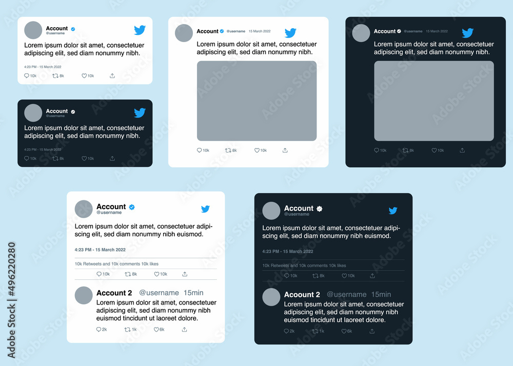 Twitter Tweet and Reply Vector Template Mock Up