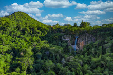 Aerial View Of The Salto Suizo The Highest Waterfall Of Paraguay Near The Colonia Independencia And Vallarrica.