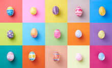 Happy Easter Day Colorful Eggs On Paper Background