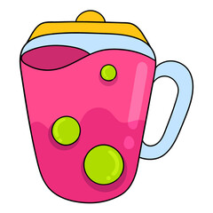 Wall Mural - a drink kettle containing fresh red syrup, doodle icon drawing