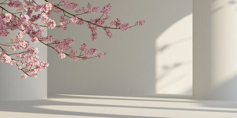 Wall Mural - japanese style architect and nature light background. for branding and product presentation.3d rende