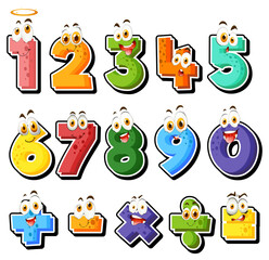 Wall Mural - Counting number 0 to 9 and math symbols