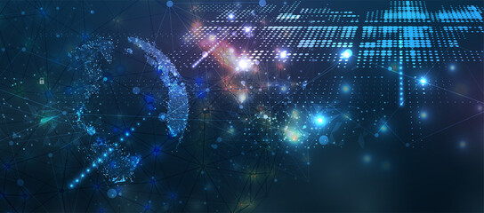 Technology data background, idea of global business solution