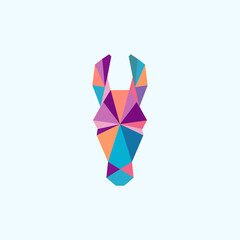 Poster - ORIGAMI head of donkey logo design Vector illustration