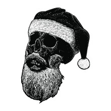 Santa Skull Illustration Isolated On White Background