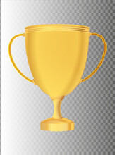 Winner Cup Isolated. Golden Trophy On A Transparent Background. Vector Illustration.