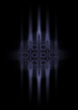 Abstract Symbol Design With 5 Beams Of Light Creating A Tribal Grey Blue Pattern On Black