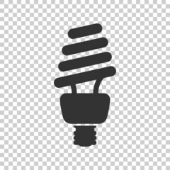 Light bulb icon in flat style. Lightbulb vector illustration on white isolated background. Energy lamp sign business concept.