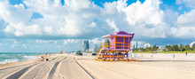 South Beach In Miami With Lifeguard Hut In Art Deco Style