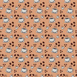 © stefanbalaz - Coffee cups and beans seamless pattern beverage. Pattern of a hot coffee cup and coffee beans vector illustration background. Its coffee time concept.Applicable for cafe advertising, package, menu.