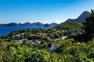 Village on the island of Terre-de-Bas, Iles des Saintes, Les Saintes, Guadeloupe, Lesser Antilles, Caribbean.