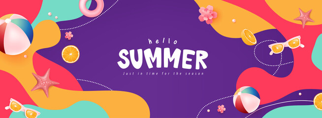 Wall Mural - abstract colorful summer banner with beach vibes decorate