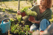 © cherryandbees - close up woman holding herbs, preparing for planting