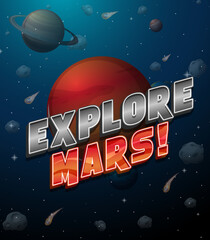 Wall Mural - Explore Mars word logo poster