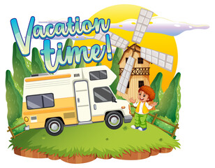 Canvas Print - Summer travel vacation logo concept with motorhome