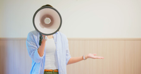 Woman with megaphone