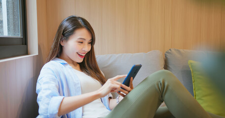 Poster - woman use smartphone at home