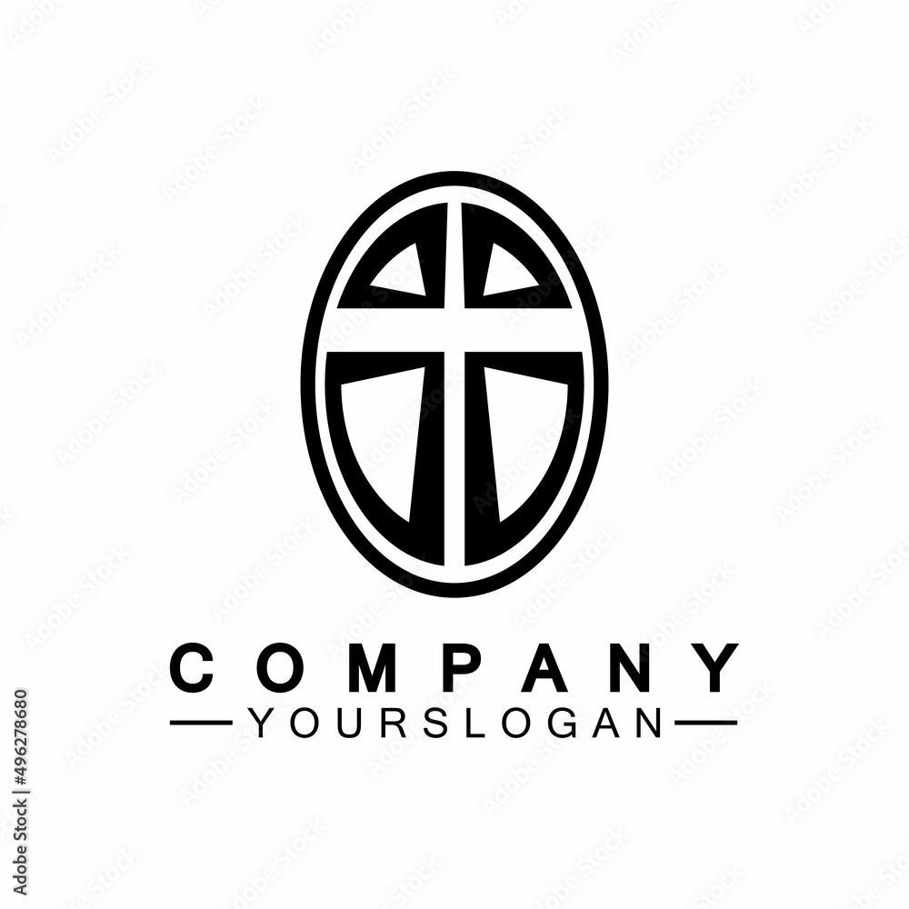 Church logo.Illustration of modern, clean church cross sign for a modern church sign.Icon of christian cross. Sign of catholic, religious and orthodox faith.