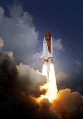 Wall Mural - space shuttle takes off into space. elements of this image furnished by nasa.